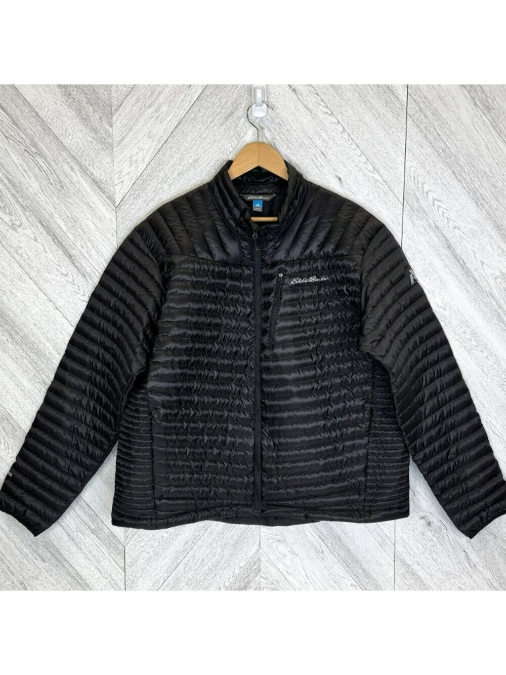 Eddie Bauer First Ascent Quilted EB 800 Down Jacket Black Mens Size XL Full Zip